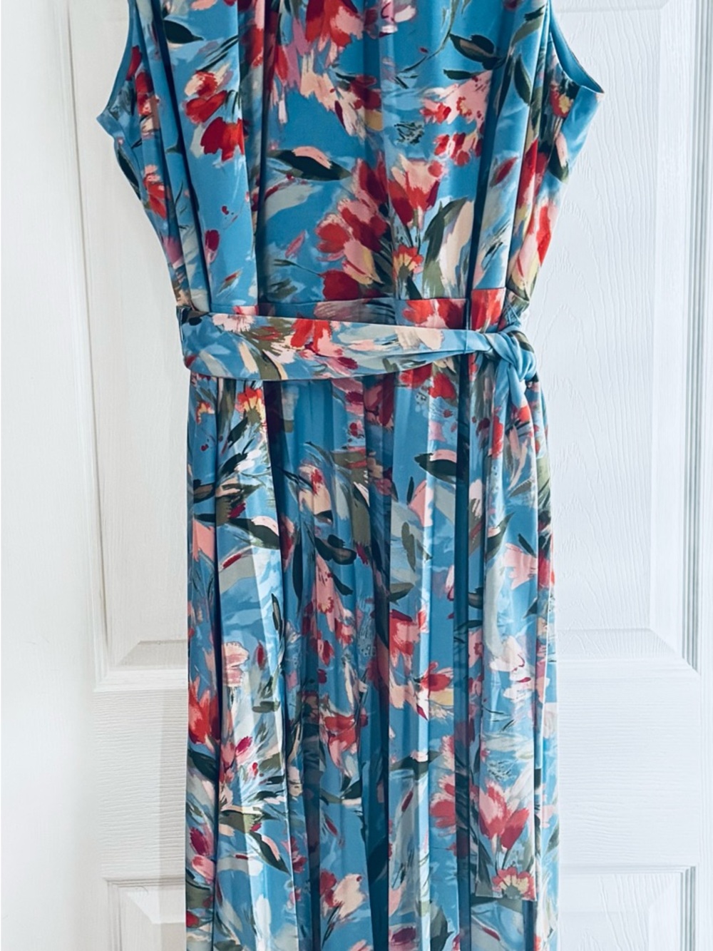Cato Blue Floral Maxi Dress with Self Tie Belt